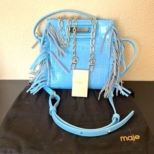 Maje fringe Bleu Ciel crossbody bag MINI